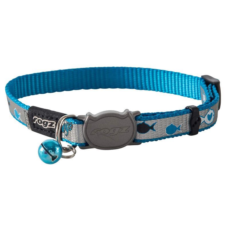 ROGZ Reflecto antkaklis katei mėlynas su žuvytėmis 11mm/20-31cm, CB40B