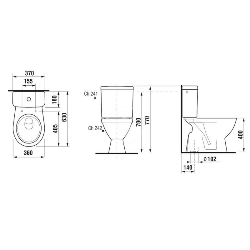Pastatomas unitazas Lyra plus vertikalus, H8263870002421