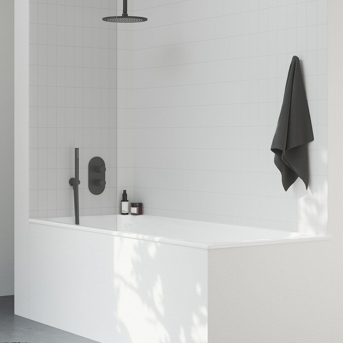 Sieninė alkūnė dušo galvai, 30 cm, juoda matinė, X07P677