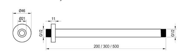 Sieninė alkūnė dušo galvai, 30 cm, juoda matinė, X07P677