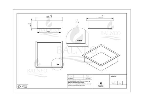 Įleidžiama sieninė lentyna Balneo Wall Box ONE su rėmeliu, juodos sp., 30x30x10 cm, OB-BL2/10
