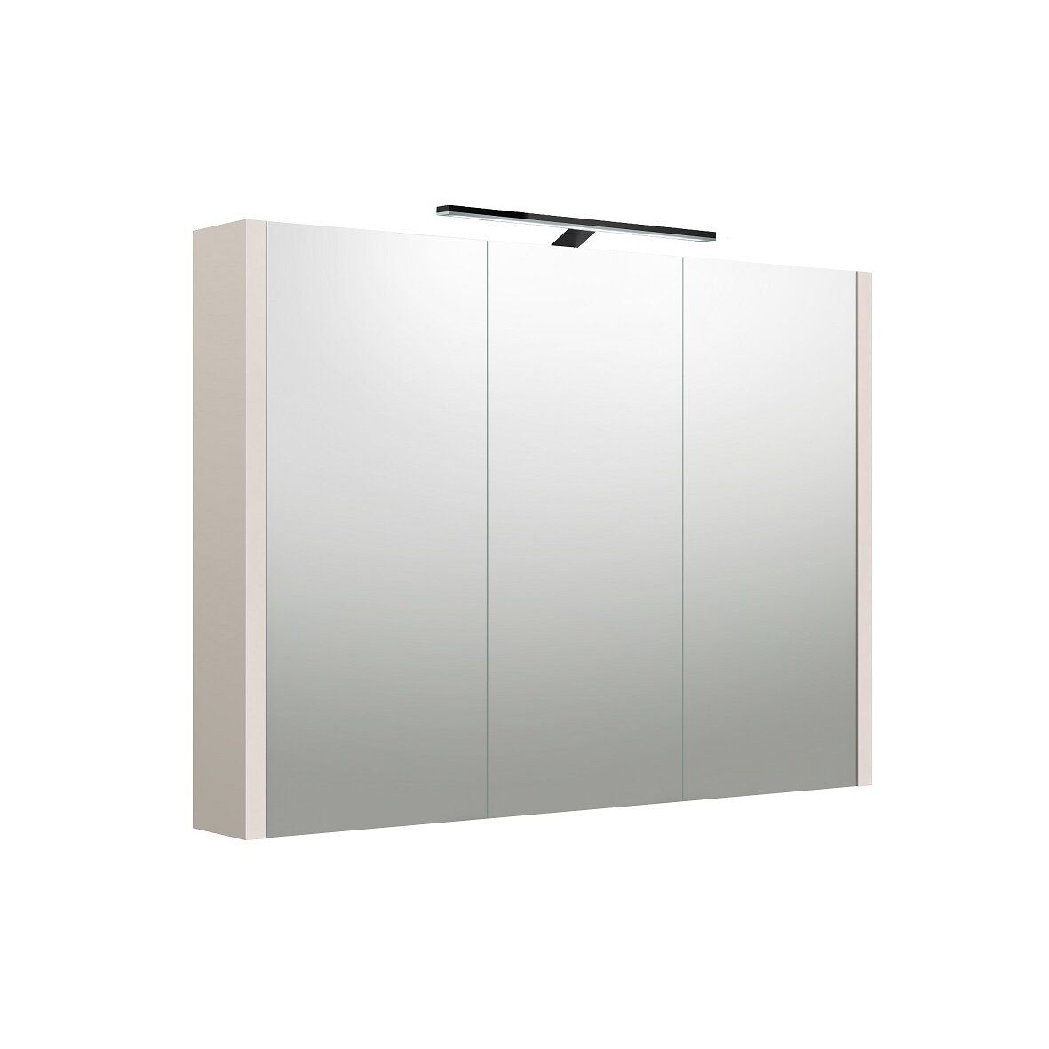 Veidrodinė spintelė su juodu šviestuvu Raguvos Baldai, pilkas kašmyras, 100 cm, 2003706