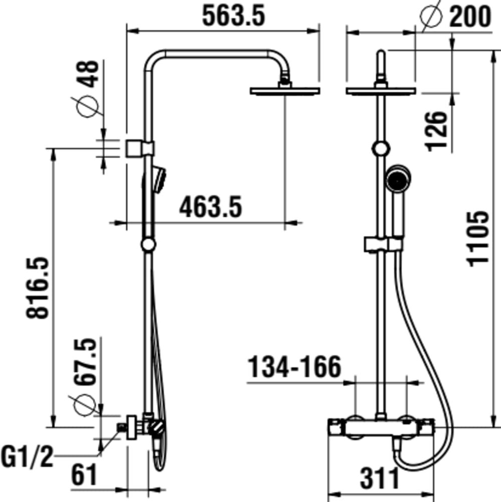 Termostatinė dušo sistema Laufen Citypro, chromas, HF500957100600