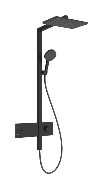 Dušo sistema HANSGROHE Raindance Alive Q 1jet EcoSmart su termostatu, matinė juoda, 24581670 Dušo sistema HANSGROHE Raindance Alive Q 1jet EcoSmart su termostatu, matinė juoda, 24581670