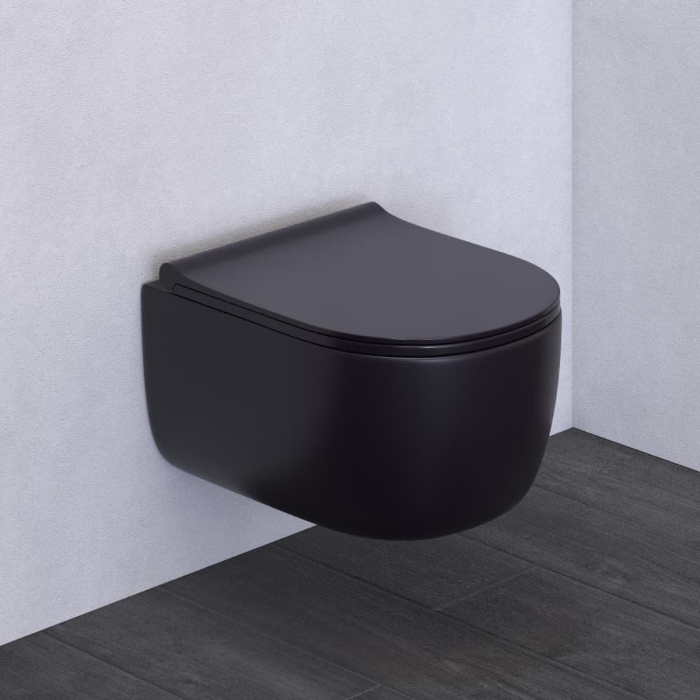 WC puodas pakabinamas Bocchi V-Tondo Compact rimless, juodas matinis, 1417-004-0129 WC puodas pakabinamas Bocchi V-Tondo Compact rimless, juodas matinis, 1417-004-0129