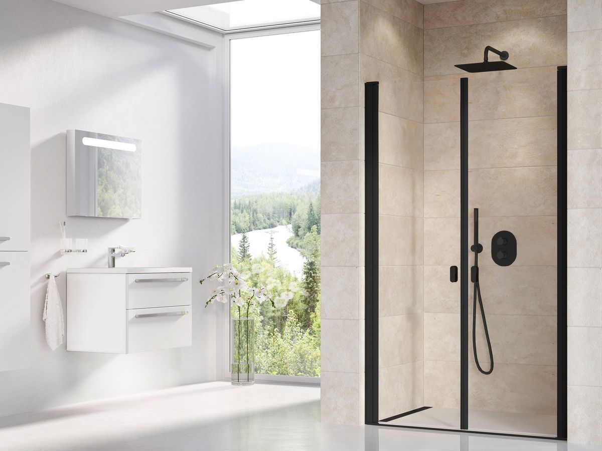 Dušo durys Ravak CSDL2 110, juoda+stiklas Transparent, 0QVDC30LZ1