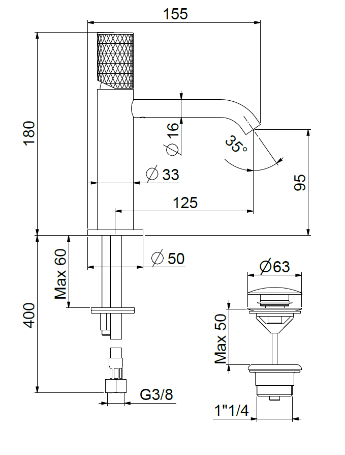 Maišytuvas praustuvui Xenon Charme su Graphite rankenėle Maišytuvas praustuvui Xenon Charme su Graphite rankenėle