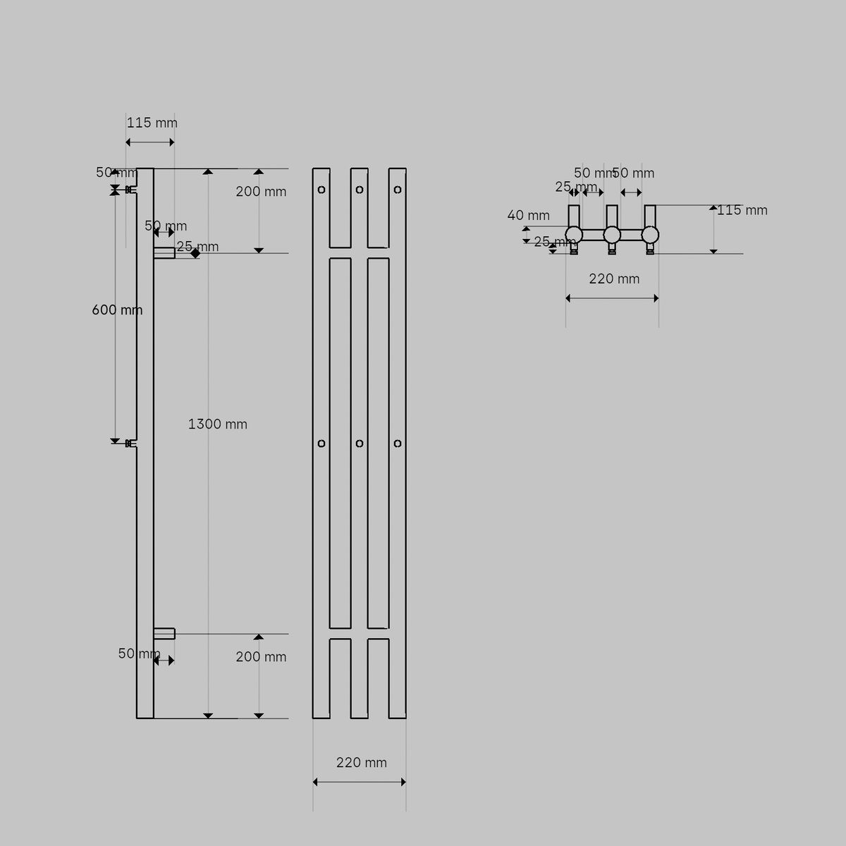 Nerūdijančio plieno rankšluosčių džiovintuvas Očenašek 3TT 220x1300 mm, 6 kabliukai, blizgus, 3TT2201300BR Nerūdijančio plieno rankšluosčių džiovintuvas Očenašek 3TT 220x1300 mm, 6 kabliukai, blizgus, 3TT2201300BR