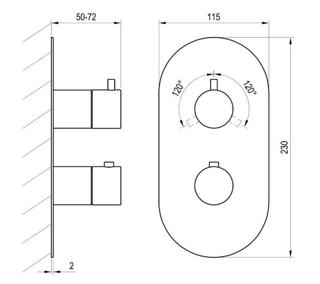 Potinkinis termostatinis maišytuvas Ravak Espirit, grafito, X070326