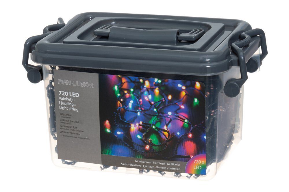 Girlianda Finnlumor 720 LED, įvairių spalvų, juodas laidas, 54 m, 6410416015880