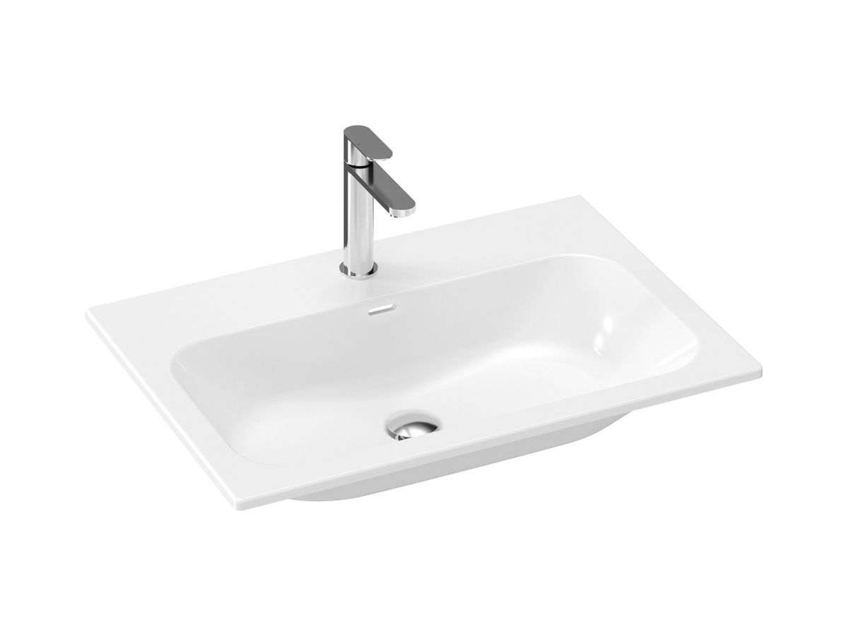 Keraminis praustuvas Ravak Chrome Slim 70, su skyle maišytuvui ir perpildymui, baltas, XJX01170002