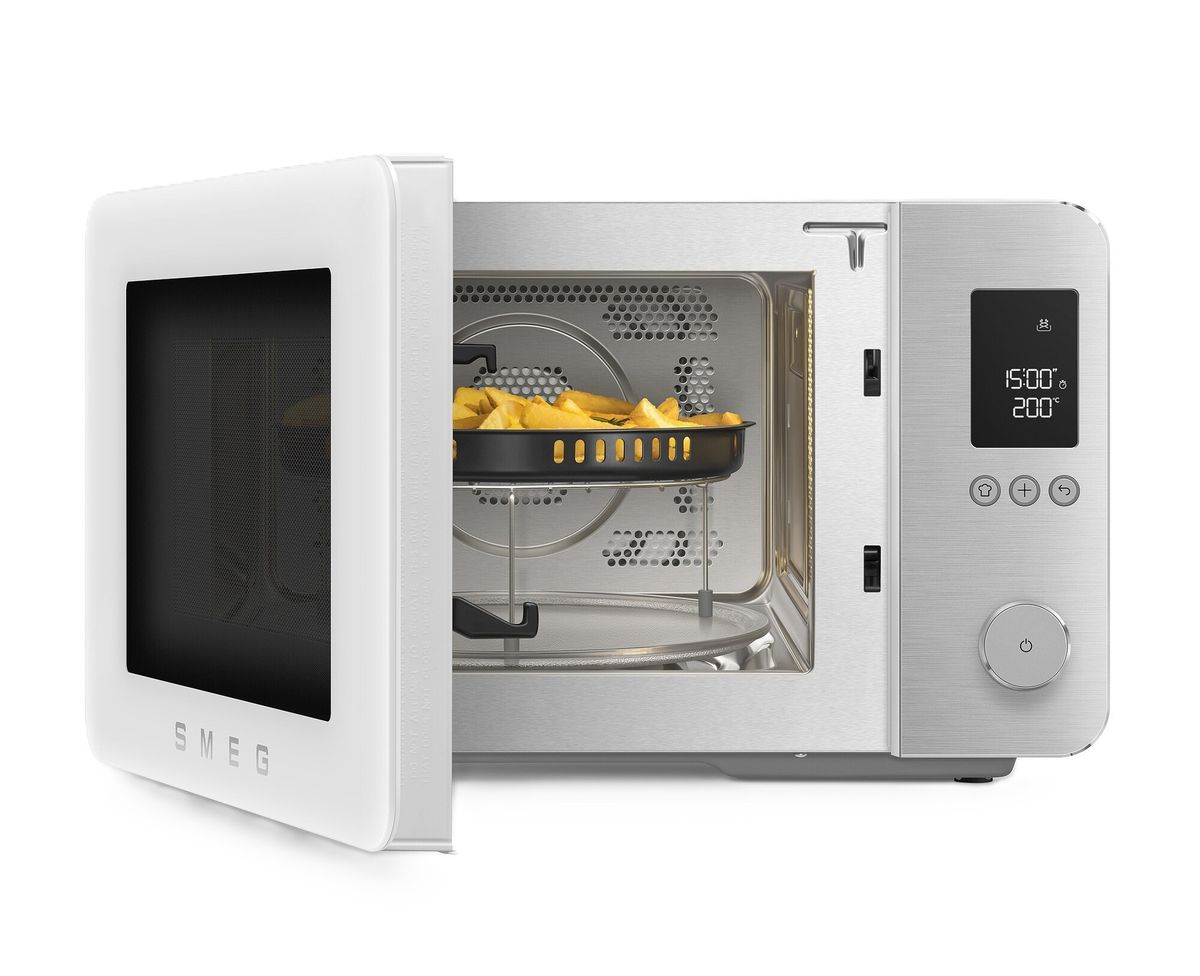 SMEG mikrobangų krosnelė, MOC02WHMEU, su grilium, karštu oru ir Air fry funkcija