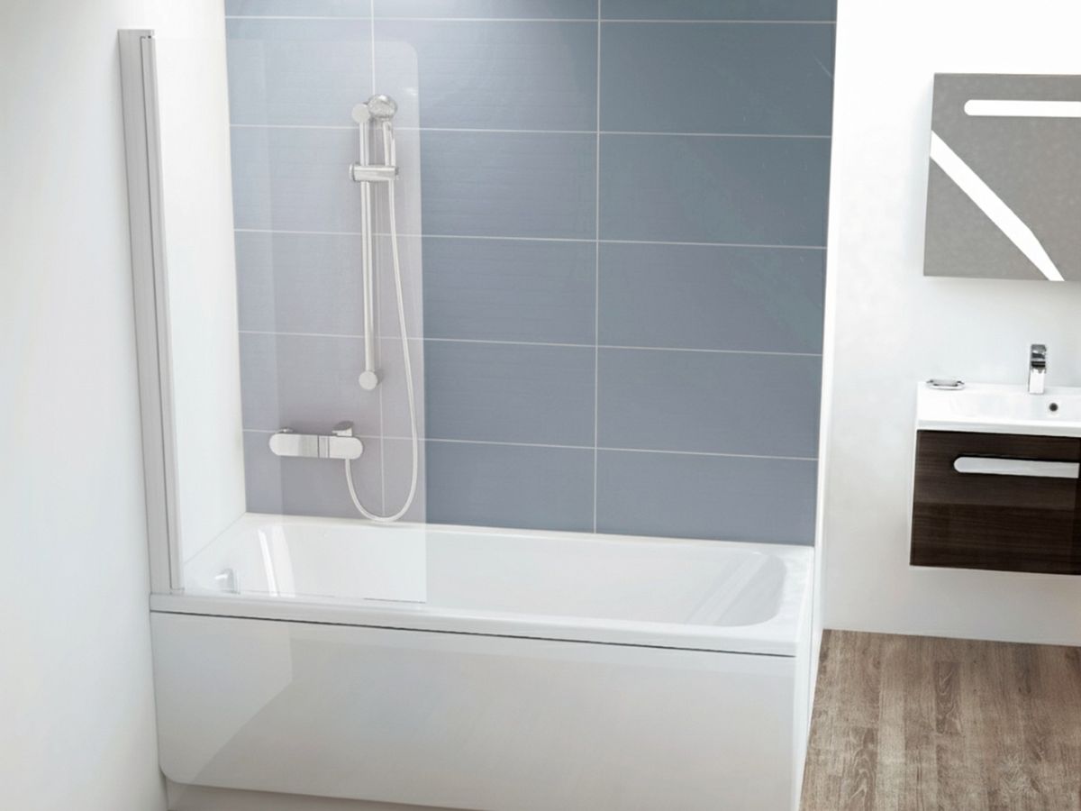 Vonios sienelė Ravak CVS1 80 K, balta matinė+stiklas Transparent, 7QL40E00Z1