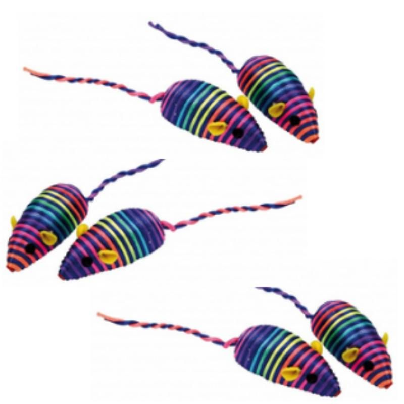 PET NOVA žaislas katėms spalvotos palytės 2x7cm 3pak., MOUSECOLOUR-7