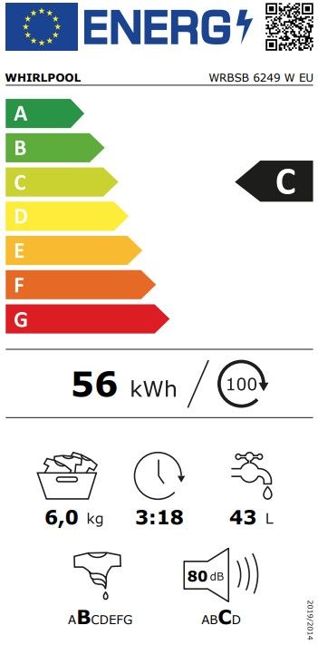 Skalbimo mašina Whirlpool WRBSB 6249 W EU Skalbimo mašina Whirlpool WRBSB 6249 W EU