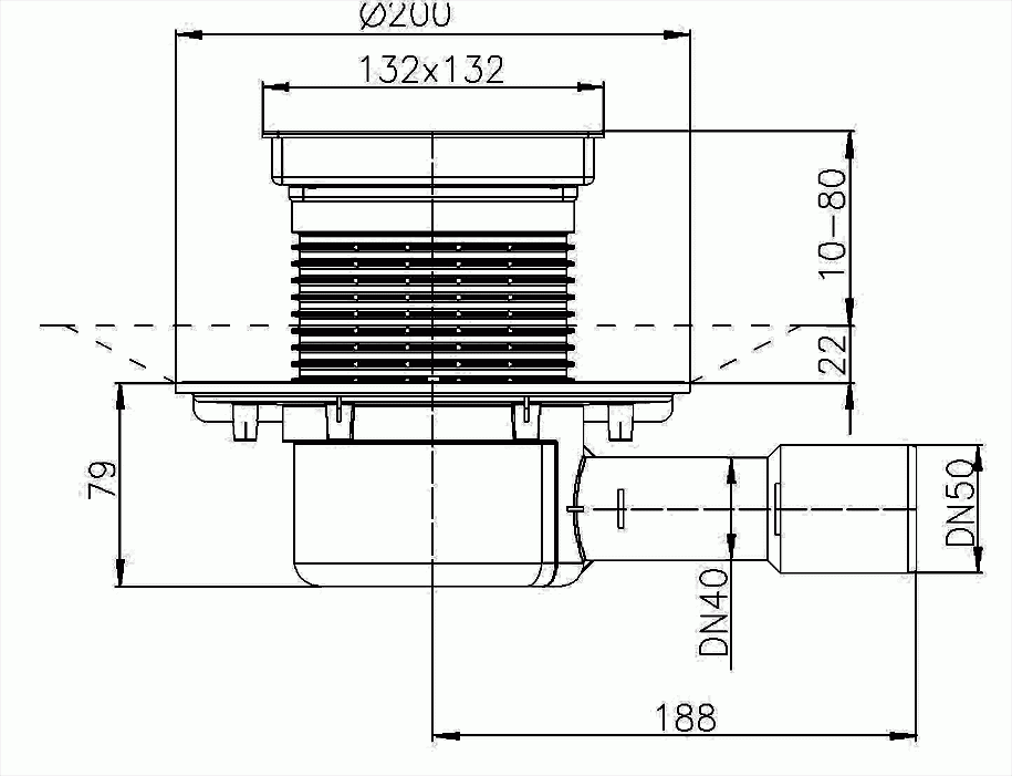 Trapas vidaus patalpoms HL510N-3020 su elementu keraminių plytelių įklijavimui