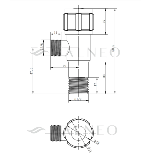 Kampinis ventilis Balneo 1/2" x 3/8" juodas, modelis 2, 5906792484002 Kampinis ventilis Balneo 1/2" x 3/8" juodas, modelis 2, 5906792484002