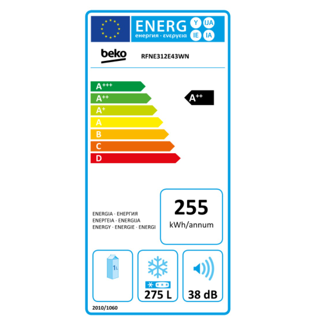 Šaldiklis Beko RFNE312E43WN