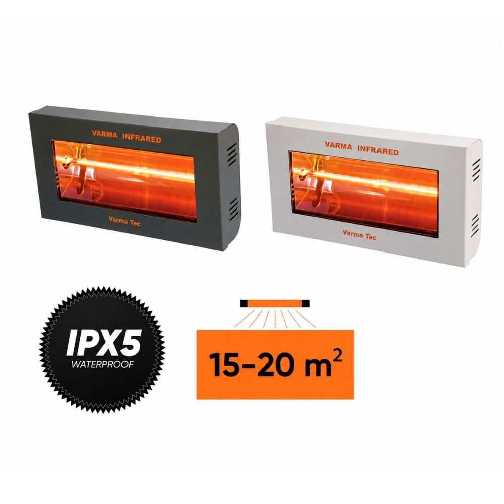 Halogeniniai infraraudonųjų spindulių šildytuvai VARMA V400,V400/20X5FM, 2000 W, geležies pilka