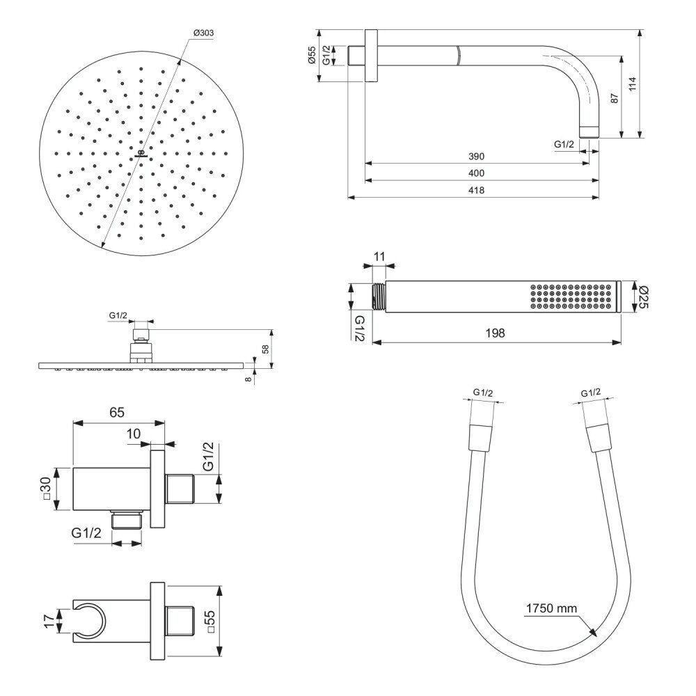 Potinkinė dušo sistema Ideal Standard Ceratherm Navigo, chromas A7772AA