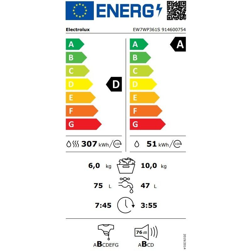 Skalbyklė - džiovyklė Electrolux EW7WP361S