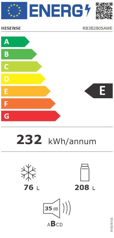 Įmontuojamas šaldytuvas Hisense RB3B280SAWE Įmontuojamas šaldytuvas Hisense RB3B280SAWE