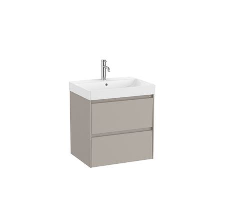 Praustuvo ir spintelės komplektas ROCA ONA PACK su 2 stalčiais, 60 × 46 × 64.5 cm, matinė smėlio pilka, A851688510