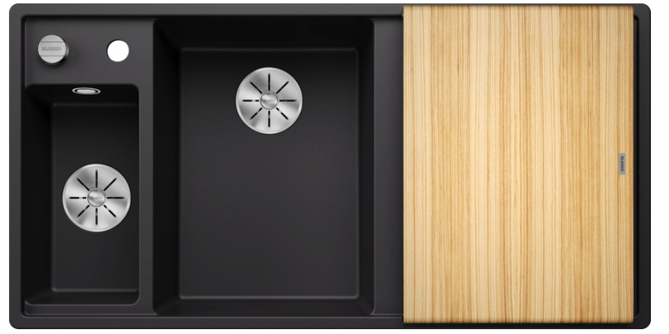 Silgranitinė plautuvė BLANCO AXIA III 6 S LI SILG PDUR Juoda Z.ES InFino M.AF