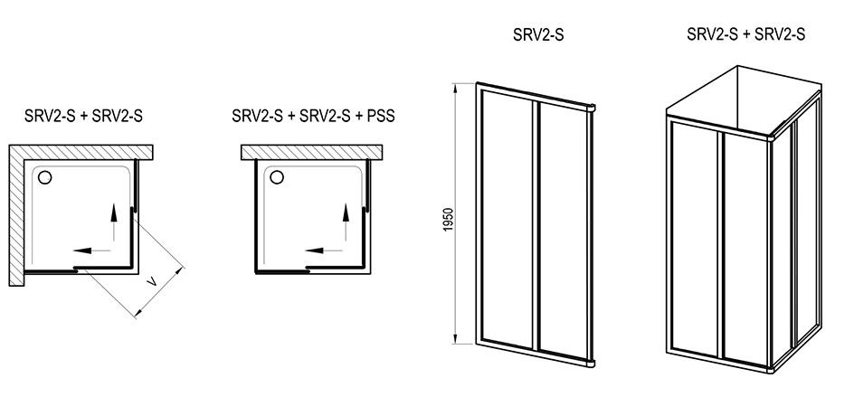 Dušo kabina SRV2+SRV2 80x80 195 Dušo kabina SRV2+SRV2 80x80 195