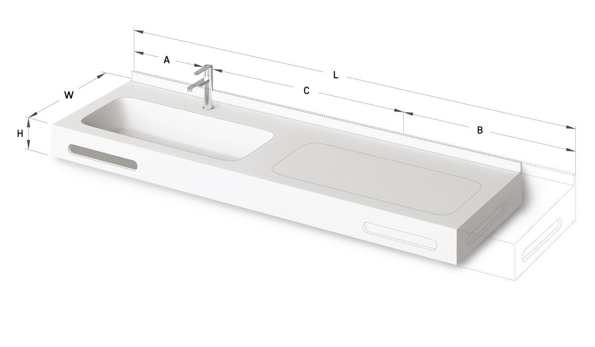 Stalviršis su praustuvu MTM QUADRO 1200x410 mm