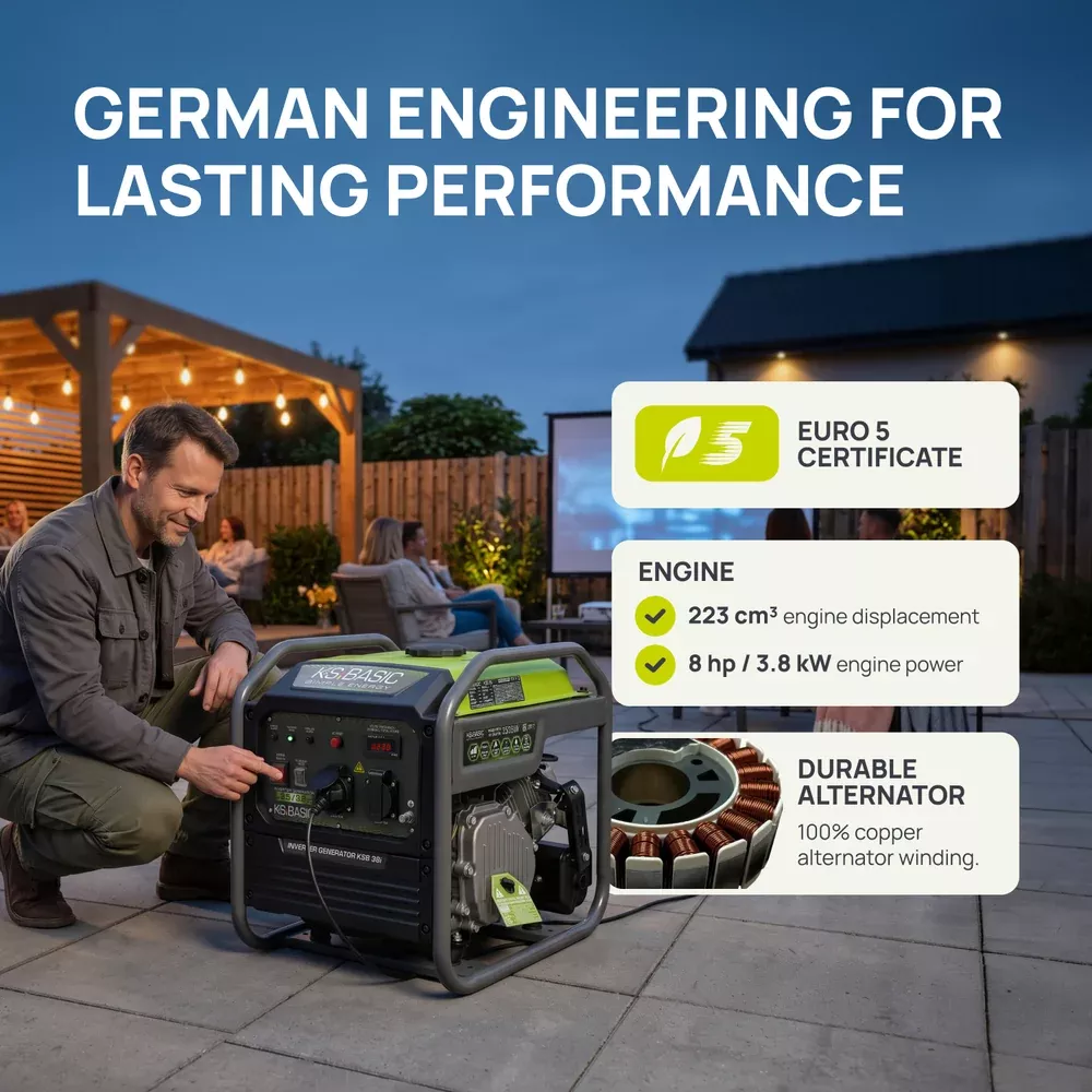 Inverterinis benzininis generatorius 3500 W KSB 38i, KÖNNER & SÖHNEN Inverterinis benzininis generatorius 3500 W KSB 38i, KÖNNER & SÖHNEN