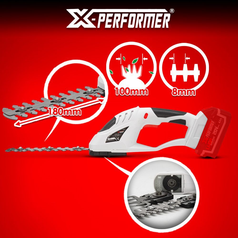 Akumuliatorinės gyvatvorių genėjimo žirklės 2 in 1 X-PERFORMER, XPCSTH20LI Akumuliatorinės gyvatvorių genėjimo žirklės 2 in 1 X-PERFORMER, XPCSTH20LI