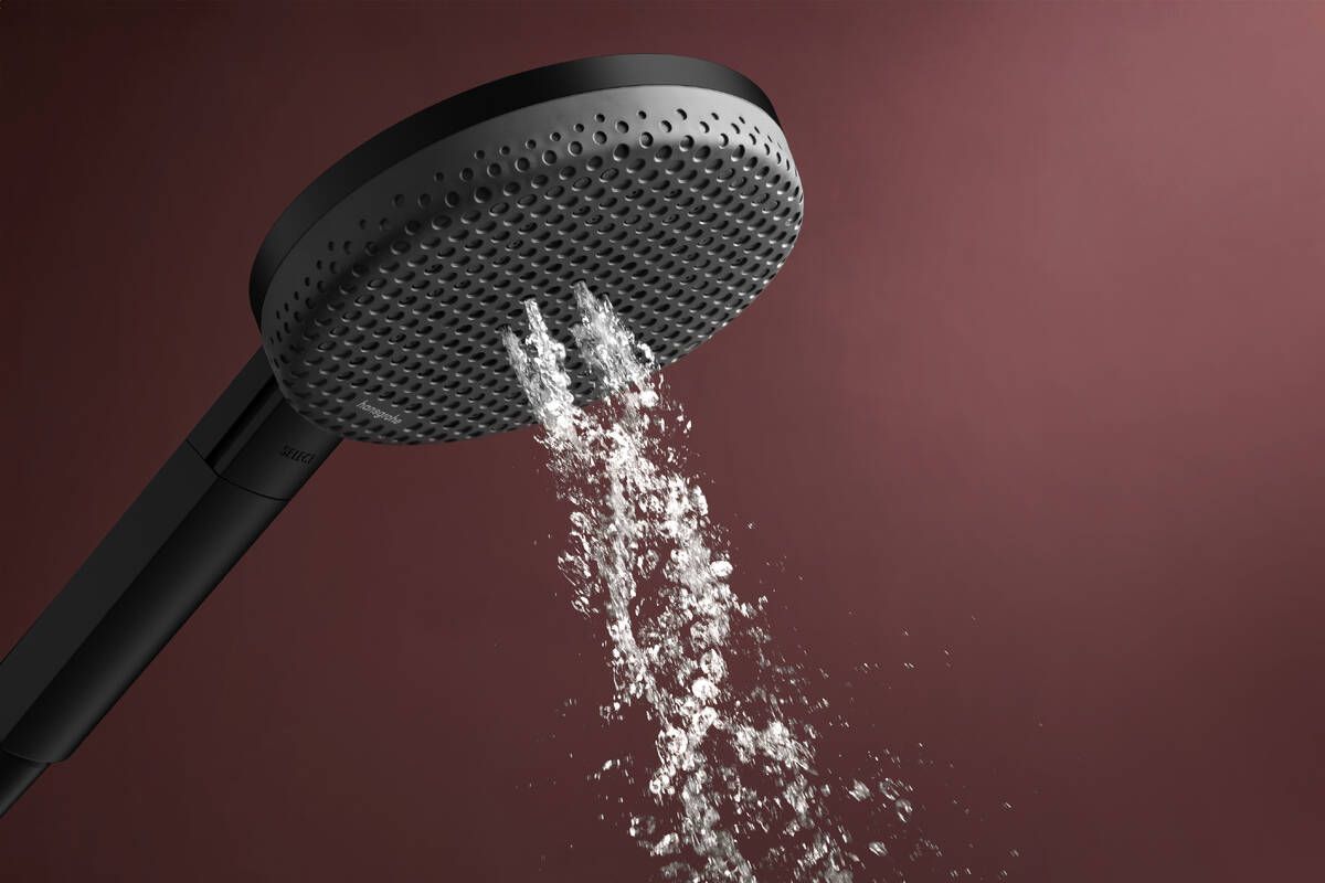 Dušo komplektas Hansgrohe Raindance Alive Select S 125 mm, 3 srovių, EcoSmart, su Unica S Puro 90 cm dušo stovu, matt black24603670