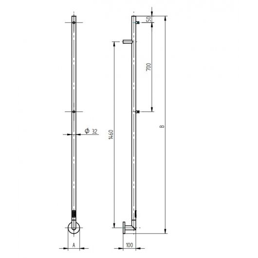 Elektrinis rankšluosčių džiovintuvas PMH Ole 10x170,8 cm, nerūdijantis plienas, OL1SS