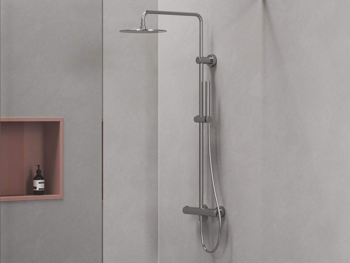 Dušo stovas su termostatiniu maišytuvu ir dušo komplektu Ravak SG 091.00CR, chromas, X070539 Dušo stovas su termostatiniu maišytuvu ir dušo komplektu Ravak SG 091.00CR, chromas, X070539