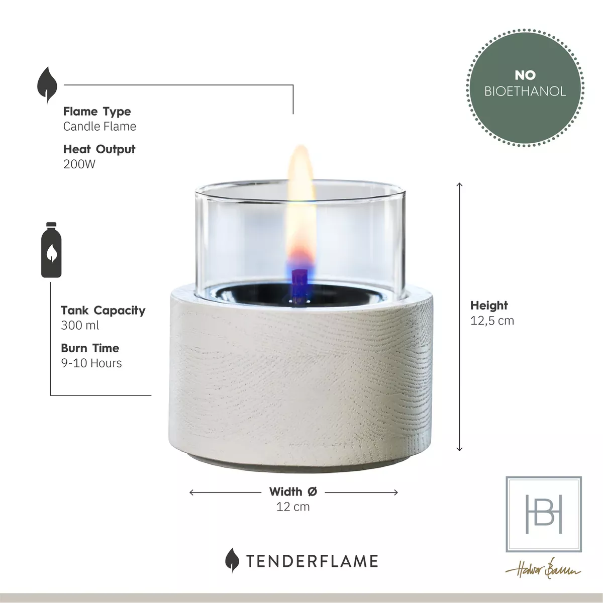 LOTUS 12 mini stalo židinys/žvakė, naudojamas Tenderfuel skystis