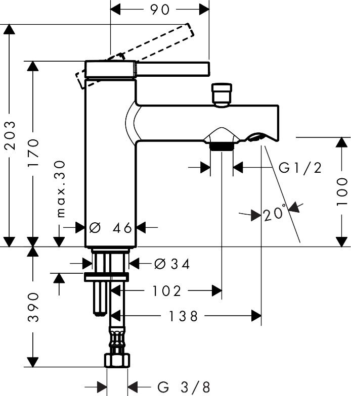 Maišytuvas monotrou voniai/dušui hansgrohe Zesis S, chromas 74430000