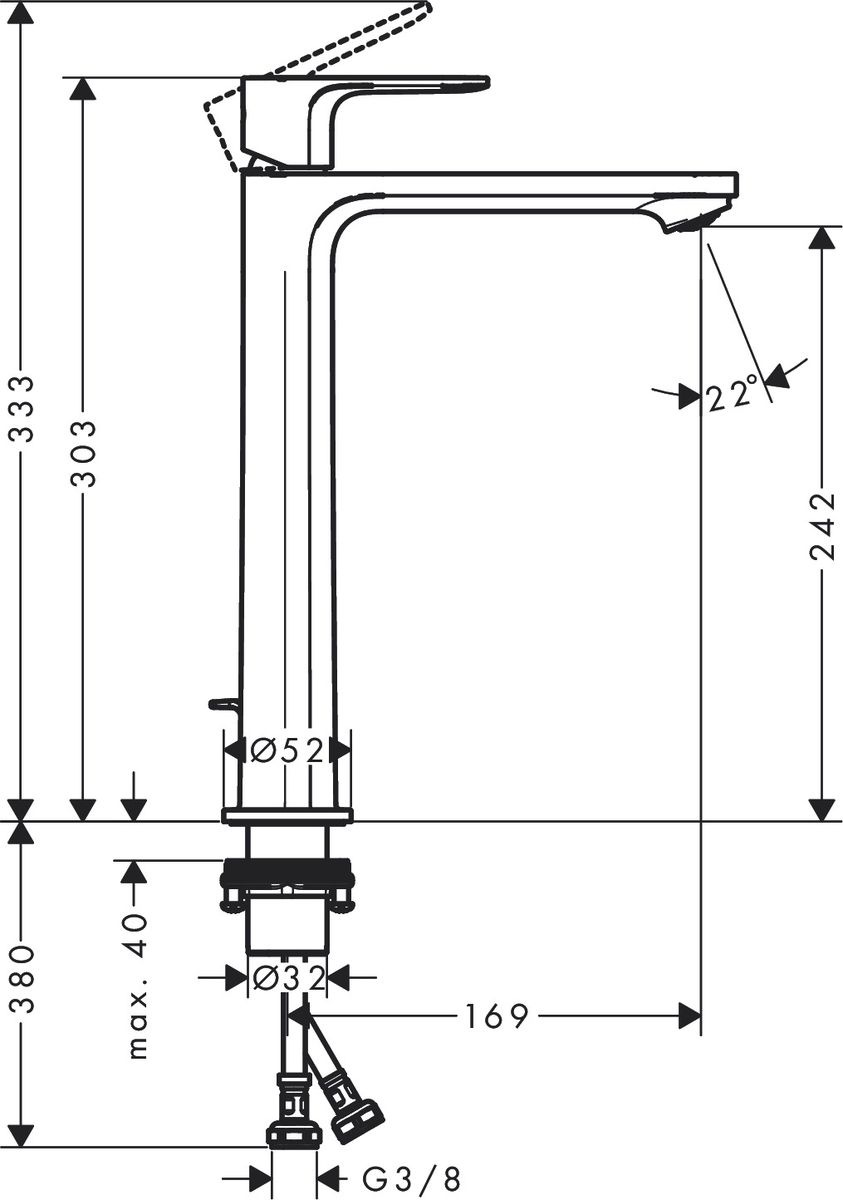 Praustuvo maišytuvas Hansgrohe Rebris S 240, chromo, 72580000