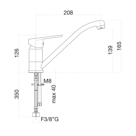 Maišytuvas virtuvinis Fiore KEVON, chromas 81CR4510 Maišytuvas virtuvinis Fiore KEVON, chromas 81CR4510