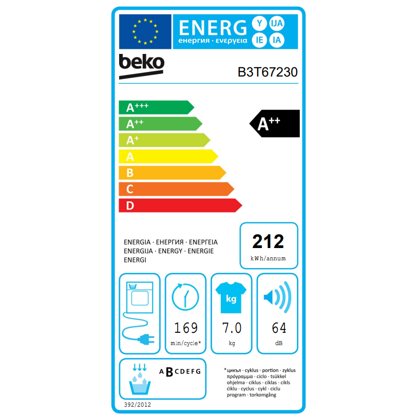 Džiovyklė BEKO B3T67230