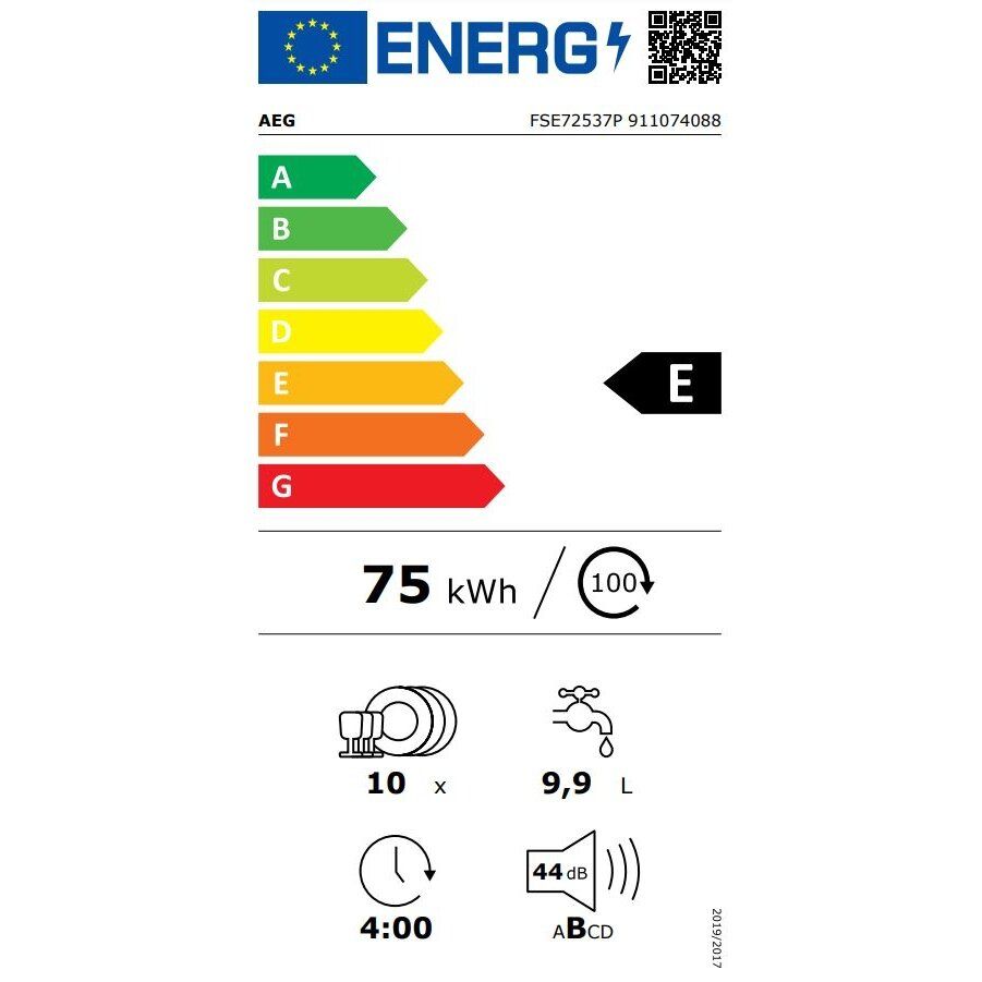 Įmontuojama indaplovė AEG FSE72537P