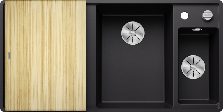 Silgranitinė plautuvė BLANCO AXIA III 6 S-F RE SILG PDUR Juoda Z.ES InFino M.AF