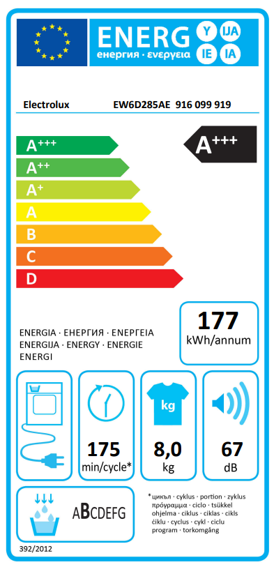 Džiovyklė ELECTROLUX EW6D285AE