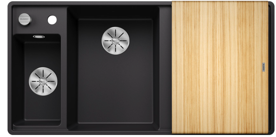 Silgranitinė plautuvė BLANCO AXIA III 6 S-F LI SILG PDUR Juoda Z.ES InFino M.AF