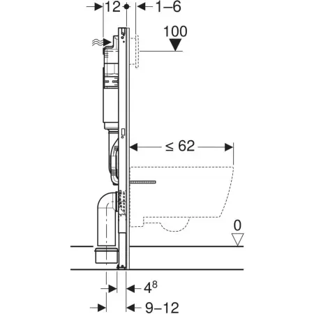 WC modulis Geberit Duofix Delta20 komplektas su chromo mygtuku, 458134212