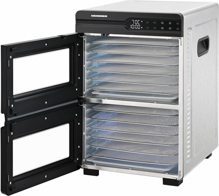 Vaisių ir daržovių džiovintuvas 1000-1200W HFD-KDDB1200BKSS HEINNER Vaisių ir daržovių džiovintuvas 1000-1200W HFD-KDDB1200BKSS HEINNER