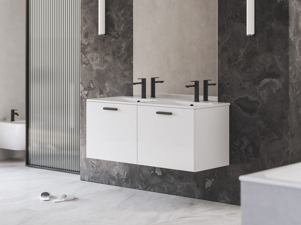 Praustuvo spintelė Ravak Chrome II 120, balta, rankenėlė 152 mm, juoda X000001747