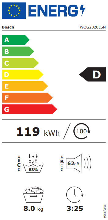 Džiovyklė BOSCH WQG2320LSN Džiovyklė BOSCH WQG2320LSN