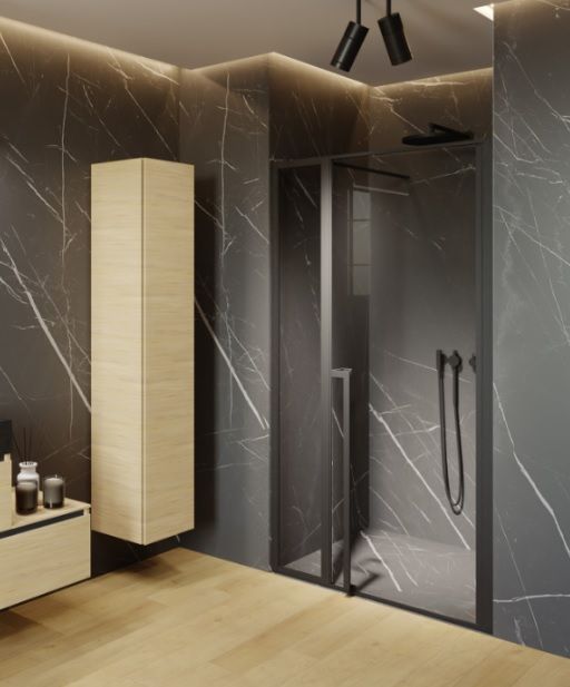 Dušo durys Riho Lucid GD104, 110 cm, juoda matinė