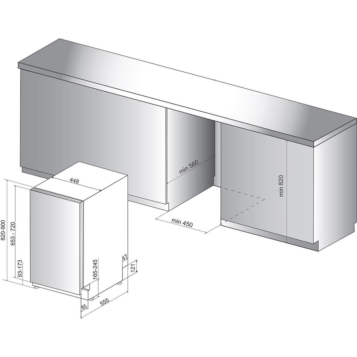 Įmontuojama indaplovė Hotpoint Ariston HSIC 3T127 C